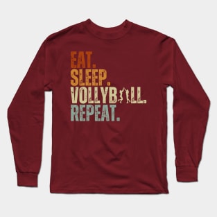 Eat Sleep Volleyball Repeat Kids Adult Women Retro Vintage Long Sleeve T-Shirt